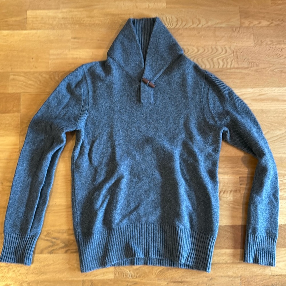 Banana Republic Medium Grey Collared Sweater with Wooden Clasp